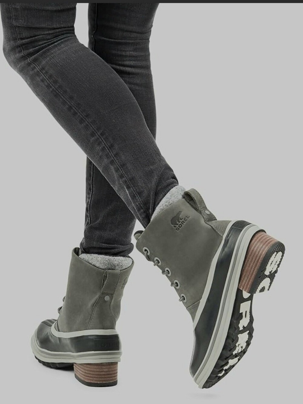 Sorel Womens Slimpack III Lace Waterproof Leather Boot Gray Size 10, Like New!